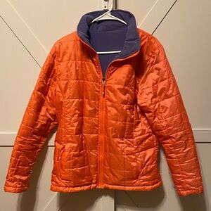 Womens Orange Quilted Reversible Jacket
